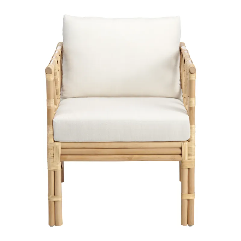 Upholstered Cane & Rattan Accent/arm Chair