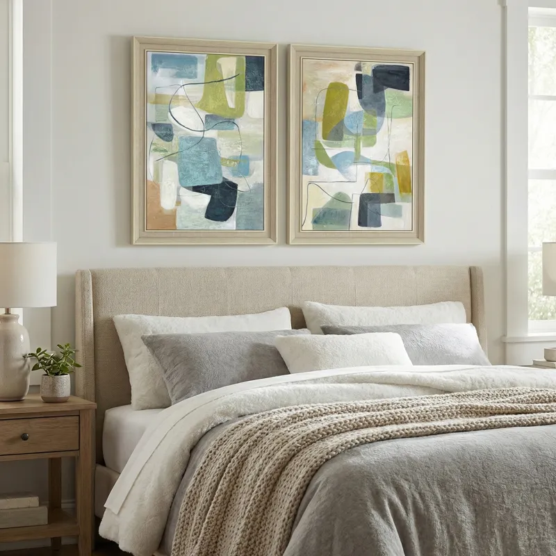 Funky Forms Hand-painted Floral Framed Canvas Art