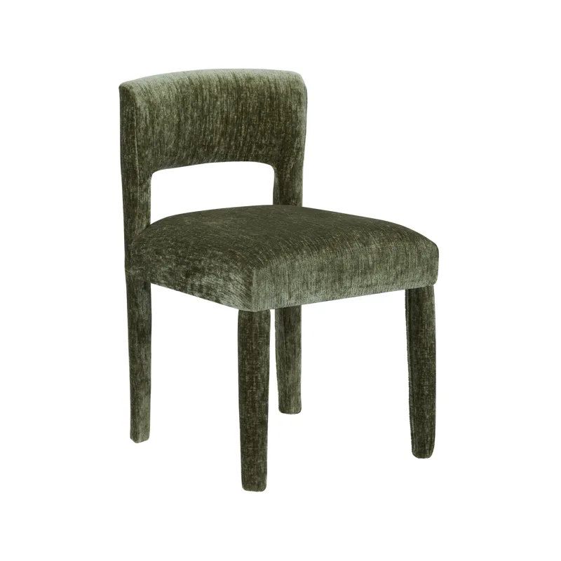 Set Of 2 Green Upholstered Dining Side Chairs