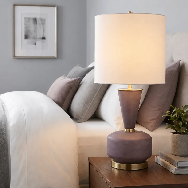 Purple Frosted Glass Table Lamp