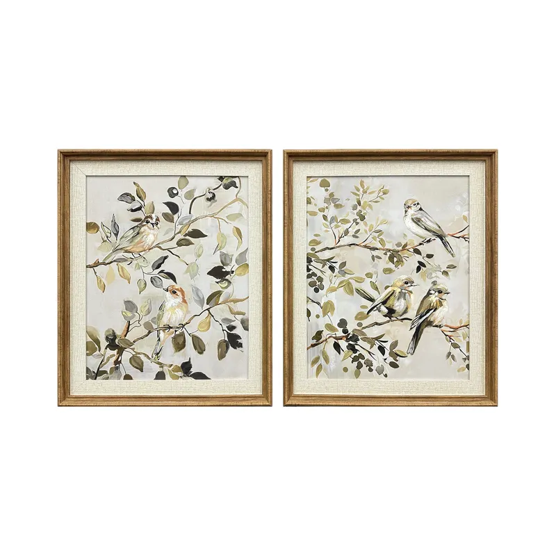 Songbird Duo 2-piece Framed Hand-painted Canvas