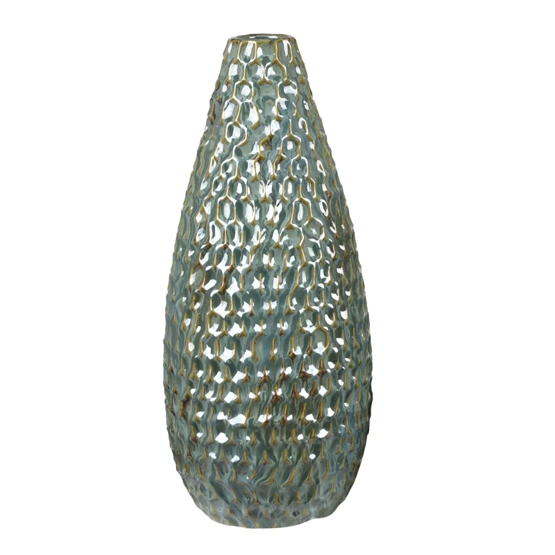 Large Novelle Textured Green Ceramic Vase