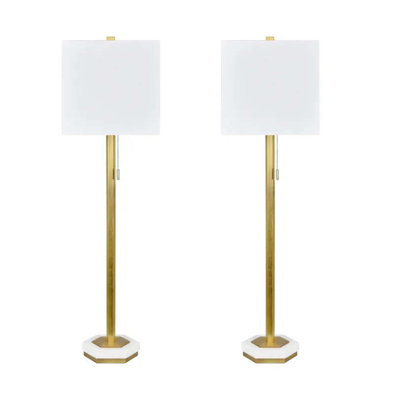 Gold Metal Table Lamp With Linen Shade