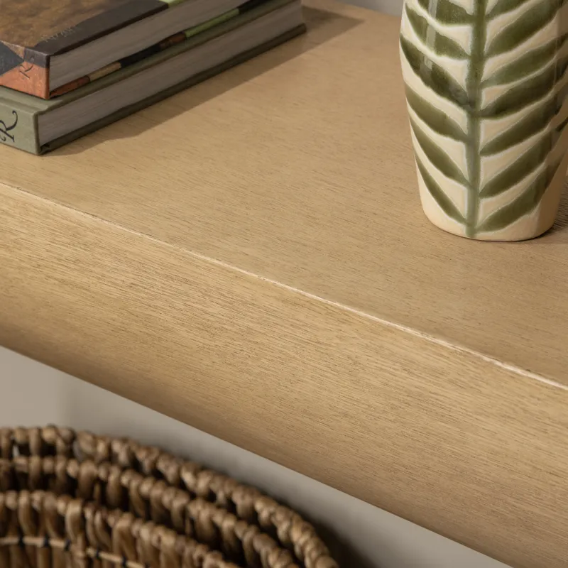 W Tan Wood Accent Console Sofa Table