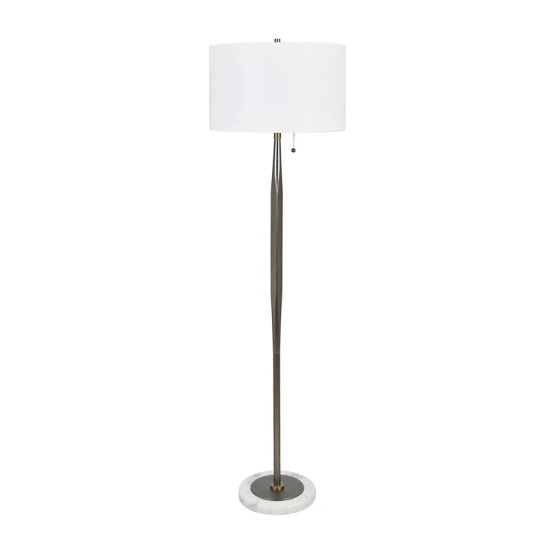 Metal Floor Lamp With White Linen Shade