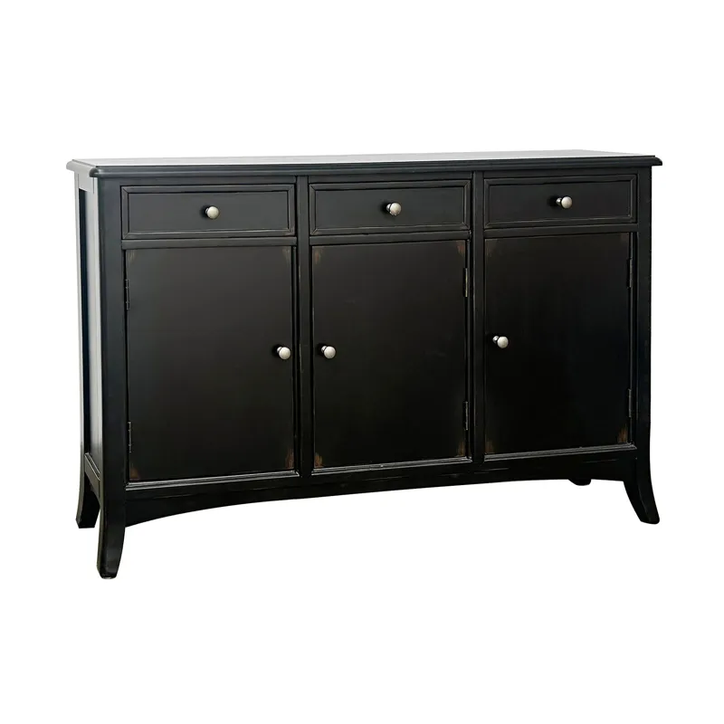 3-door, 3-drawer Black Sideboard/credenza