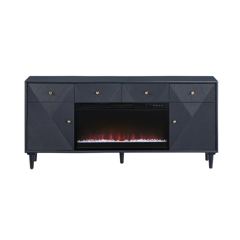 Navy Sideboard/credenza With Fireplace Insert