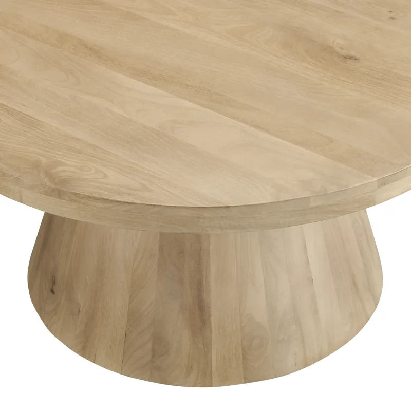 Tan Solid Wood Round Coffee/cocktail Table