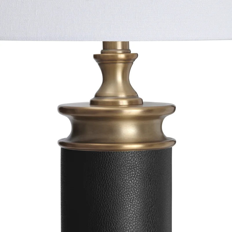 Metal Table Lamp With White Linen Shade