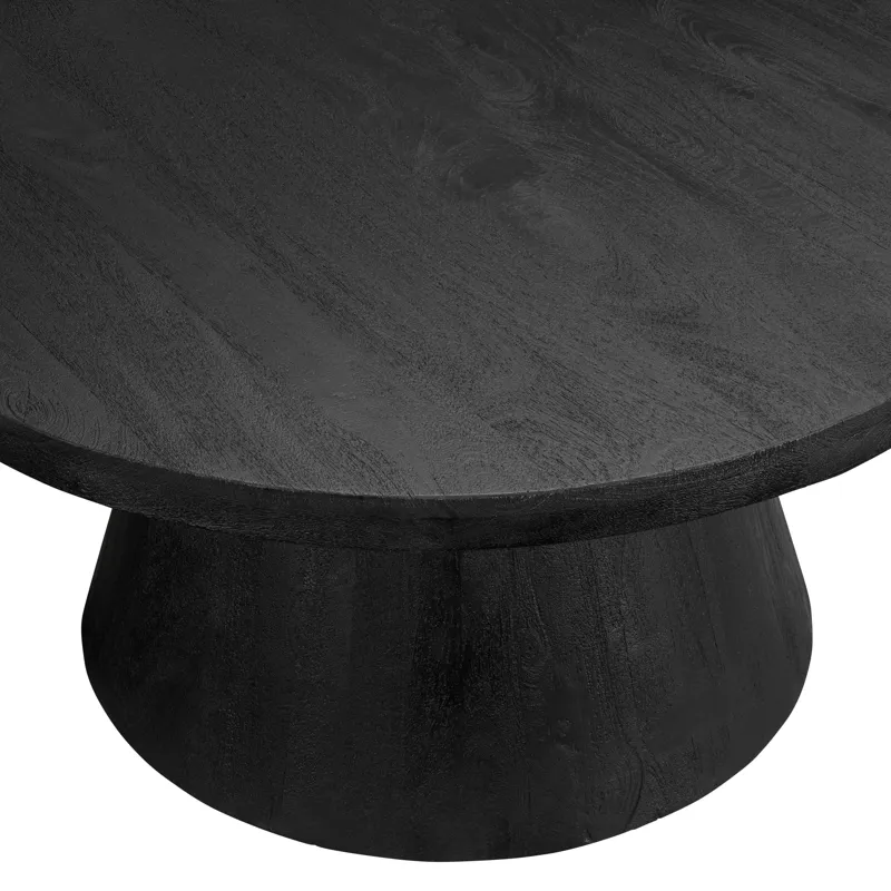 Black Solid Wood Round Cocktail/coffee Table