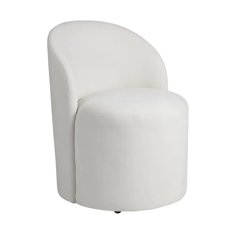Set Of 2 White Upholstered Dining Chairs With Castors
