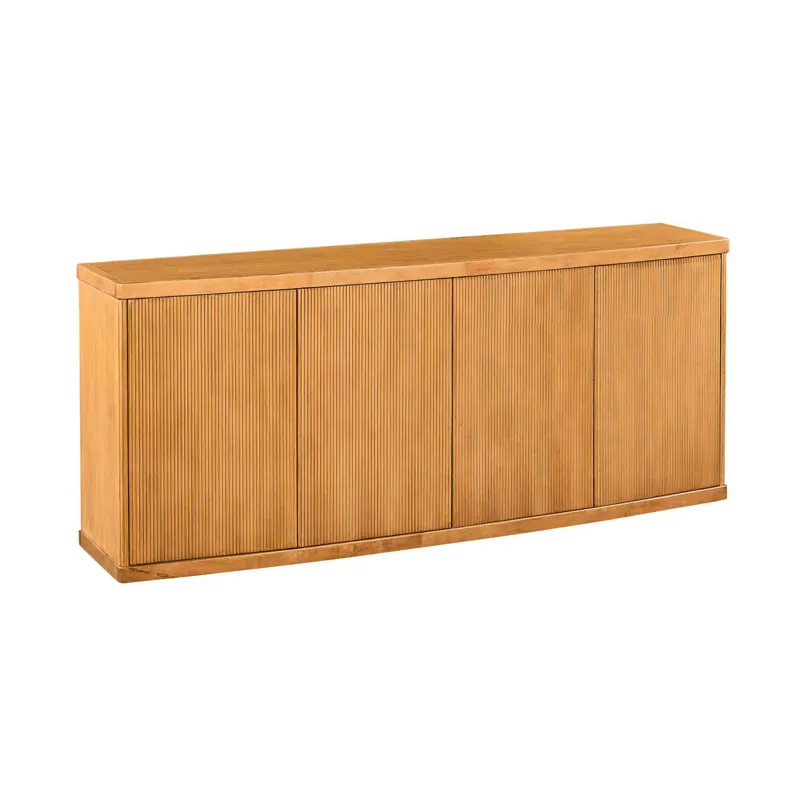 80 In. Tan Wood Grain 4-door Media Credenza/sideboard
