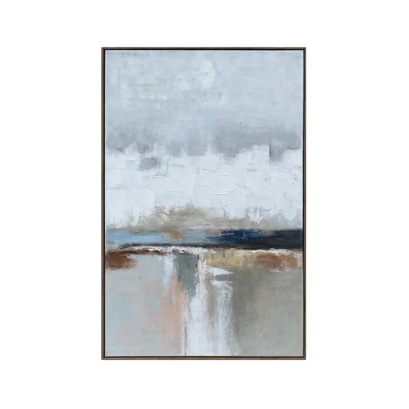 Soft Divide Hand-painted Abstract Framed Canvas Wall Art