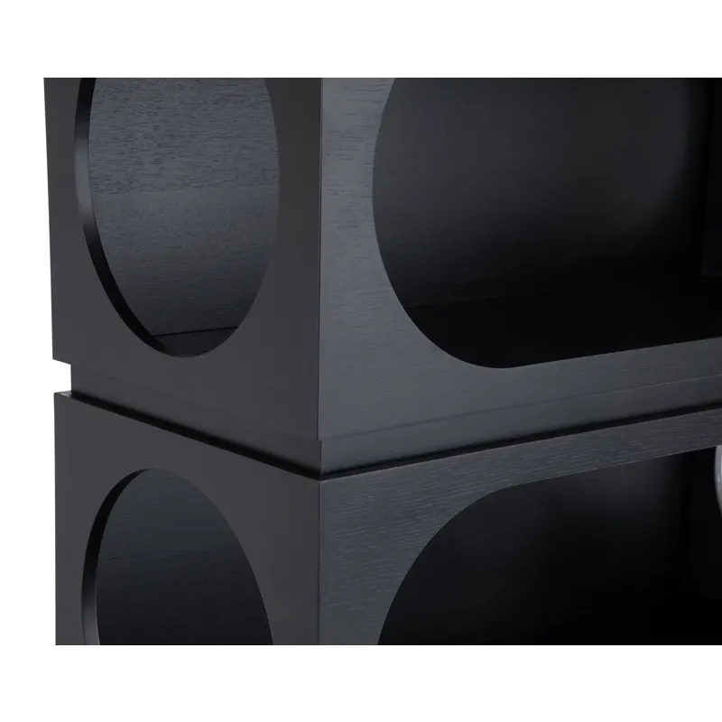 Black Wooden 5 Shelf Etagere Bookcase