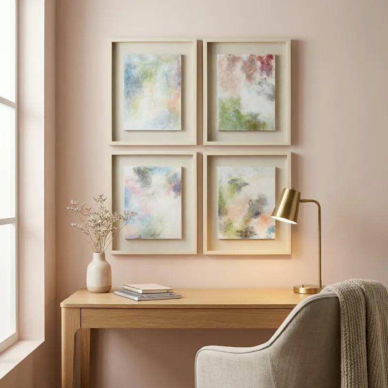 Pastel Cloudwork 4-piece Abstract Hand-painted Framed Wall Art Set