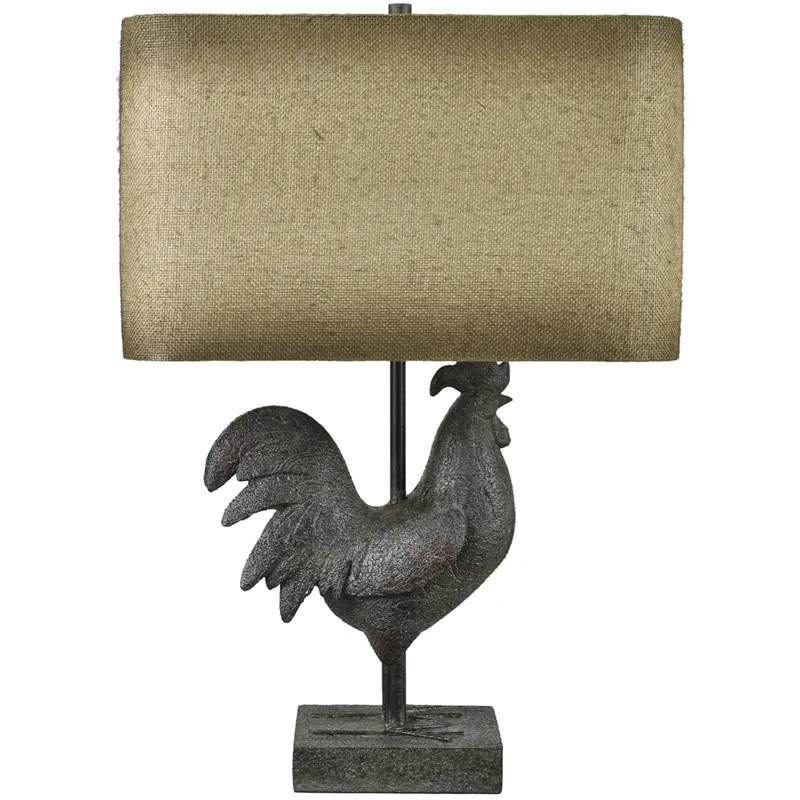 Brown Resin Table Lamp With Beige Rectangular Linen Shade
