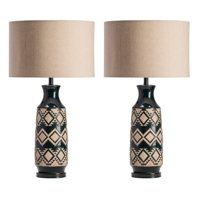 Resin Table Lamp With Oat Linen Shade