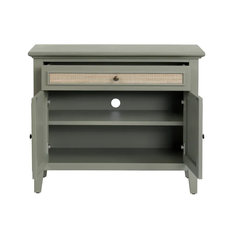2-door, 1-drawer Green And Tan Accent Cabinet