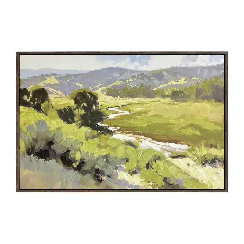 Green Streams Landscape Framed Canvas Painting