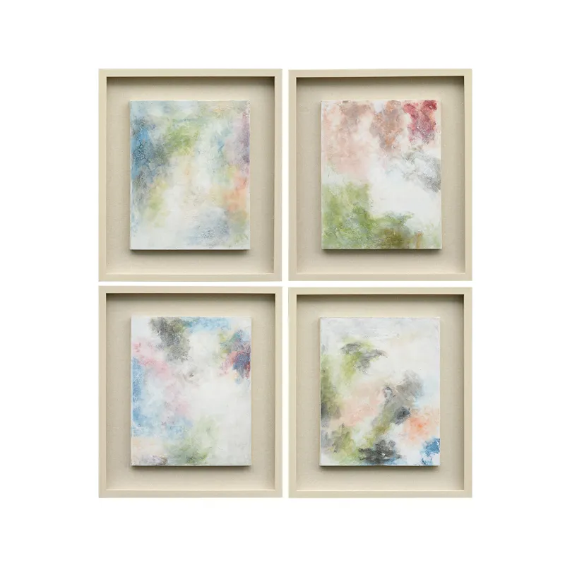Pastel Cloudwork 4-piece Abstract Hand-painted Framed Wall Art Set