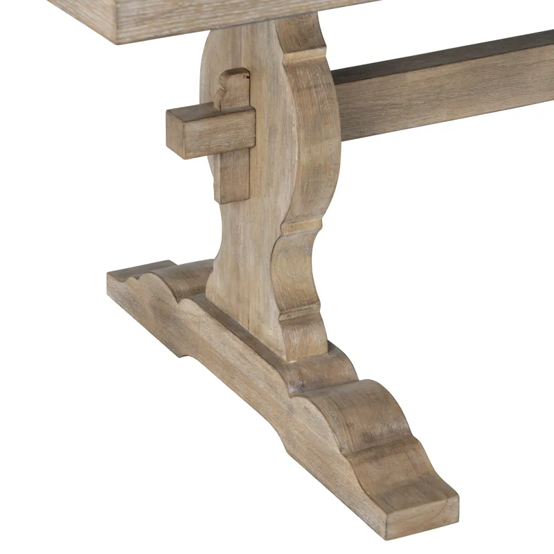 W Rectangle Tan Wood Dining Table