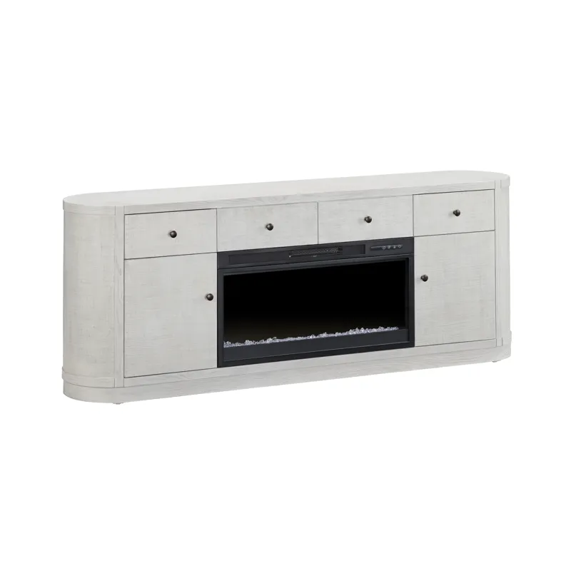 W White Oval Two Door Two Drawer Fireplace Sideboard