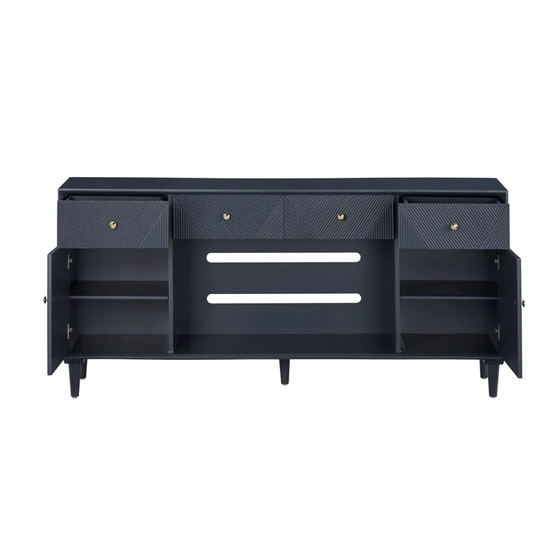 Navy Sideboard/credenza With Fireplace Insert