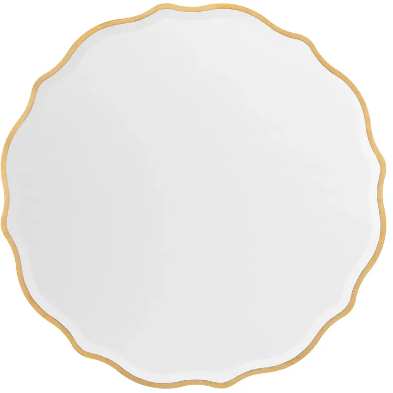 Aurora Scalloped Gold-edged Round Wall Mirror