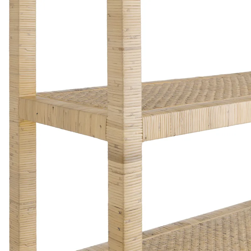 82.25 In. Tan Raffia 5 Shelf Etagere/bookcase