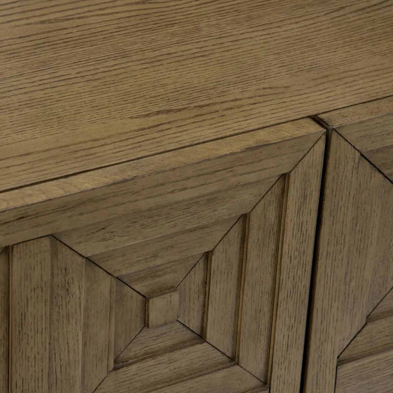 W Brown Wood Four Door Credenza Sideboard