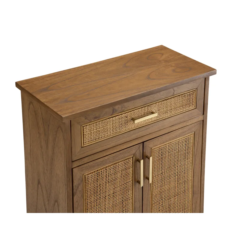 Brown Wooden Two Door One Drawer Accent Cabinet