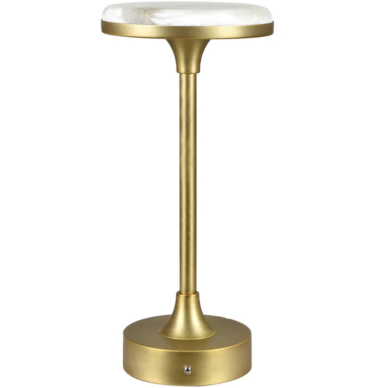 Gold Polished Metal Table Lamp With White Marble Shade