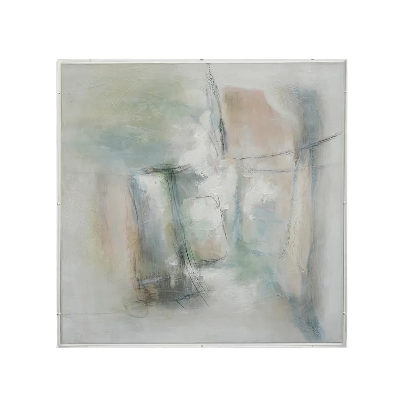 Muted Pastel Serenity Abstract Framed Canvas Art