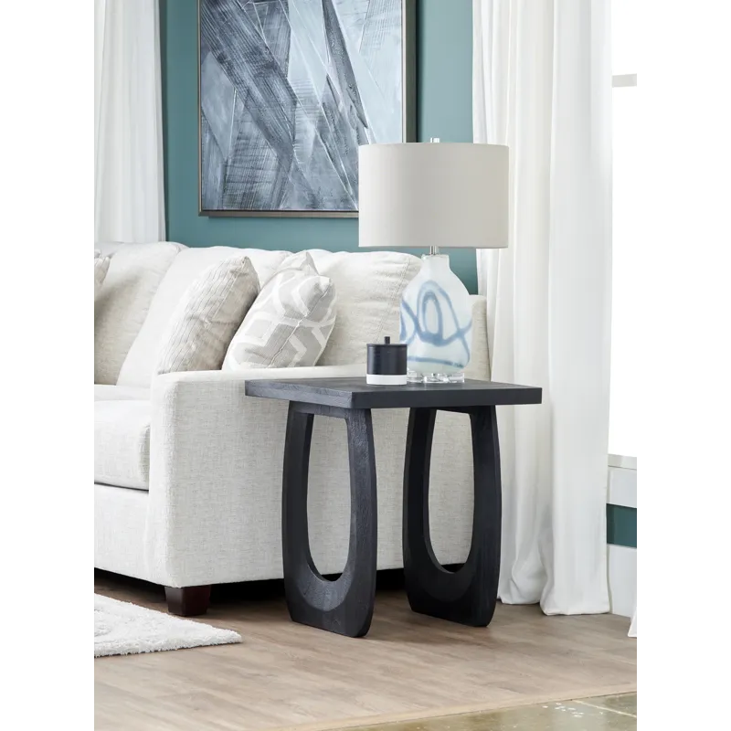 Square Solid Wood Black Wood Grain Accent/end Table