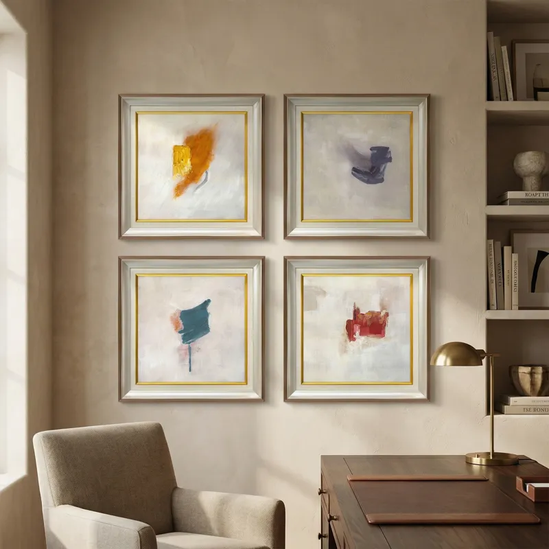 Winds Of Color 4-piece Abstract Hand-painted Framed Canvas Wall Art Set