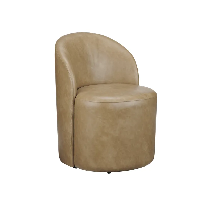 Set Of 2 Light Brown Vegan Leather Upholstered Dining Chairs
