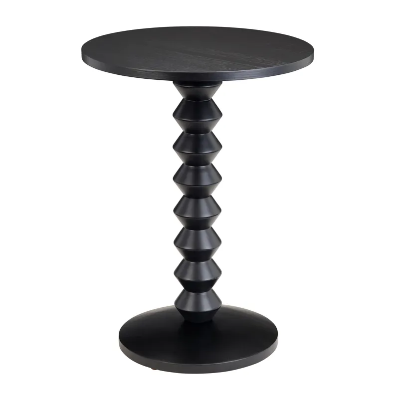 Black Painted Round Accent End Table