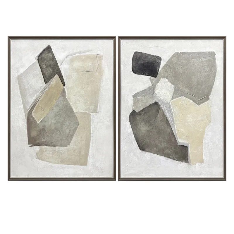 Halstead 2-piece Abstract Neutral Framed Canvas Wall Art Set