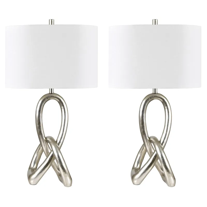 Set Of 2 Resin Table Lamp With Linen Shade