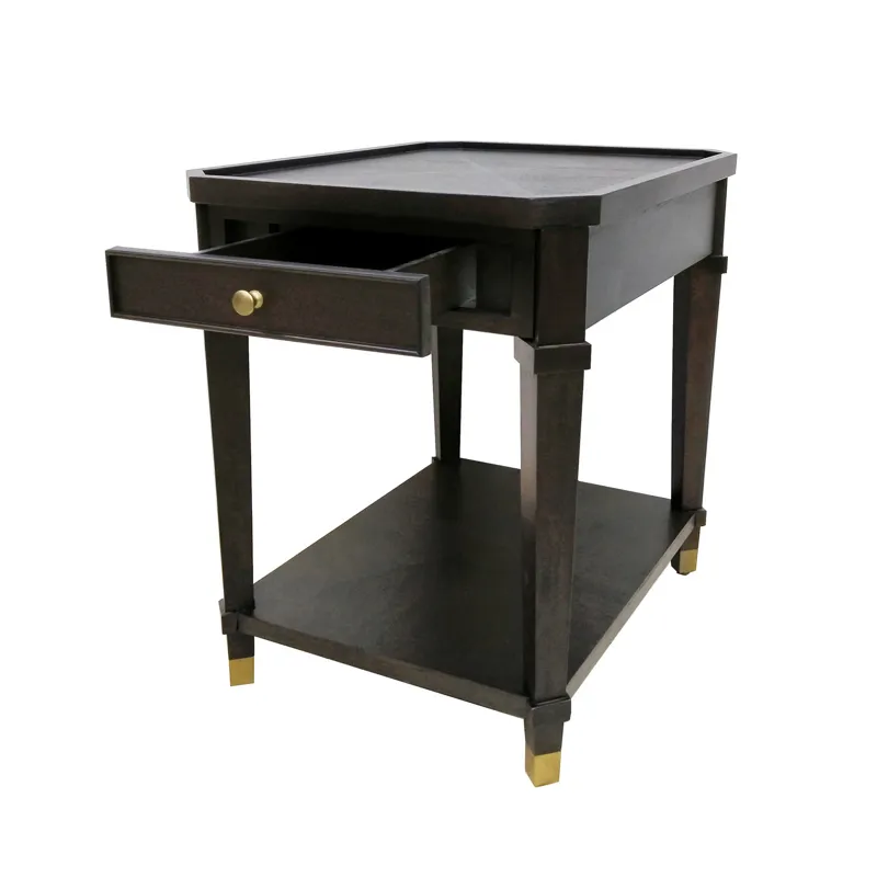 1-drawer Rectangular Rich Brown Hardwood Accent/end Table