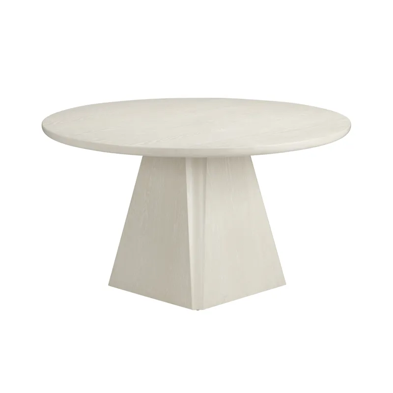 Round Cream Wooden Dining Table
