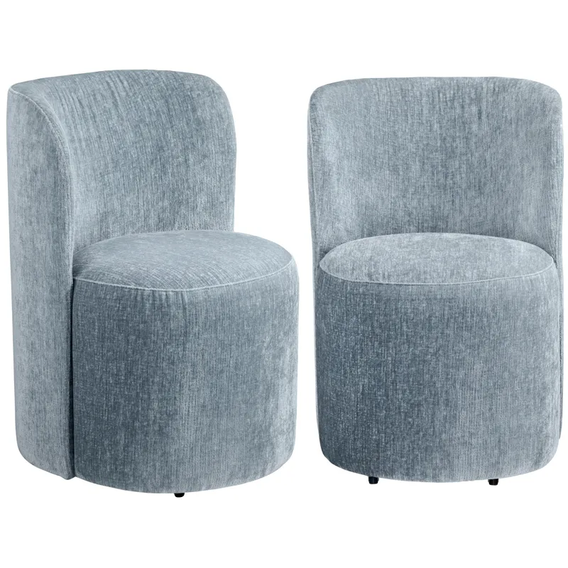 Set Of 2 Blue Upholstered Dining Chairs