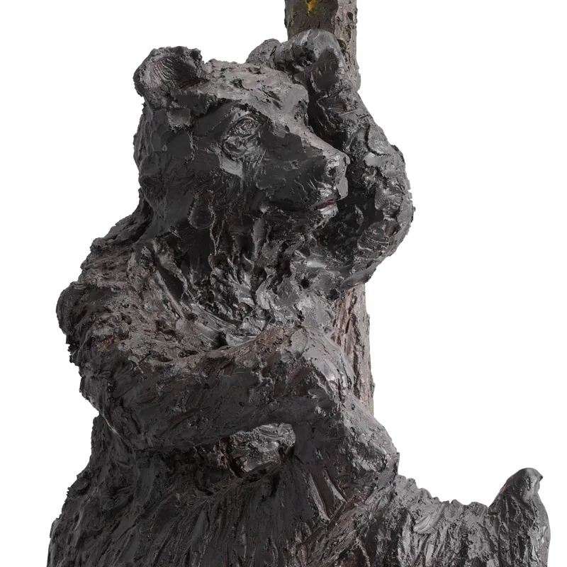Resin Bear Table Lamp With Oat Linen Drum Shade