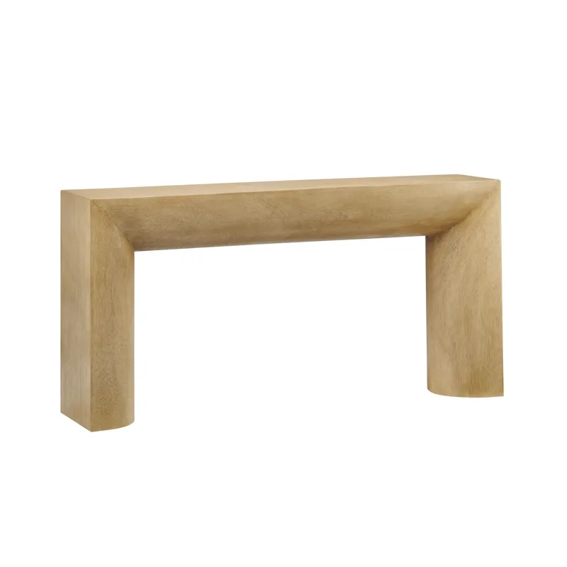 W Tan Wood Accent Console Sofa Table