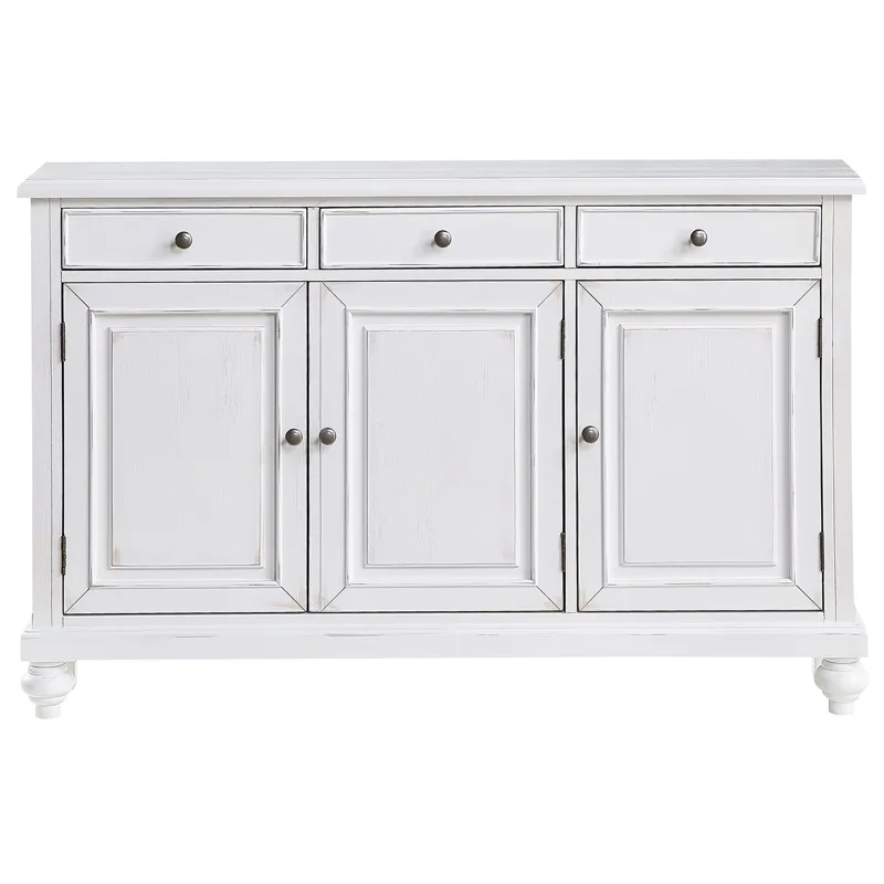 3-door, 3-drawer White Sideboard/credenza