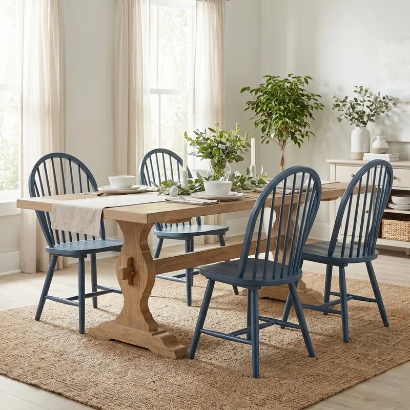 W Rectangle Tan Wood Dining Table