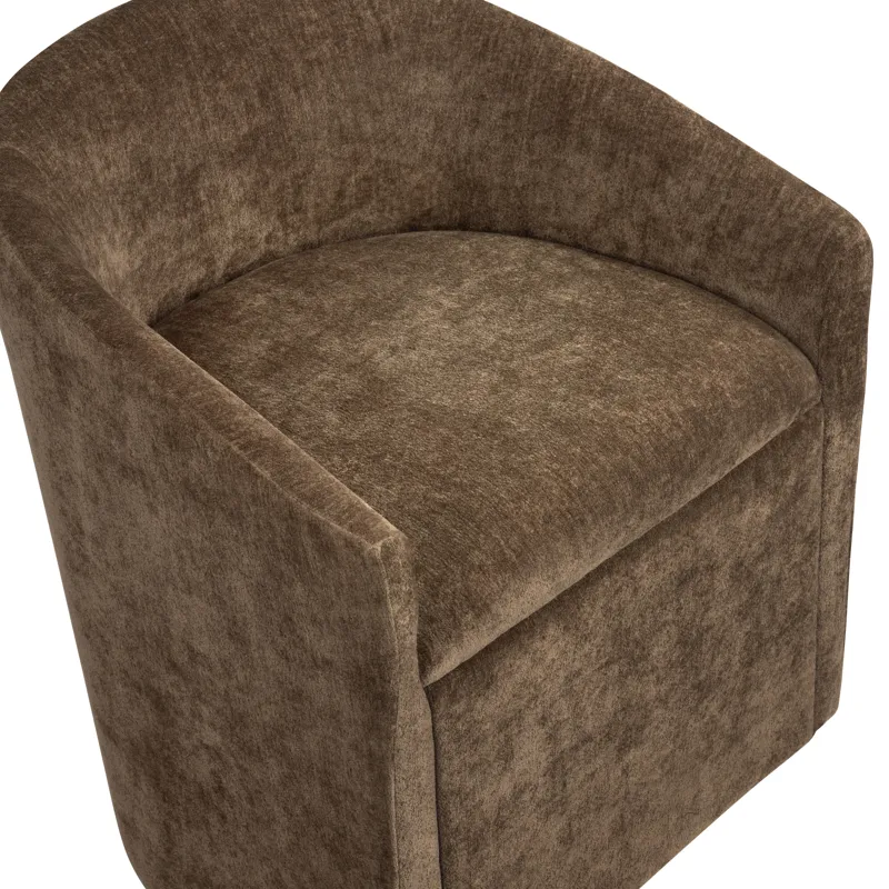 Set Of 2 Brown Upholstered Dining Chairs
