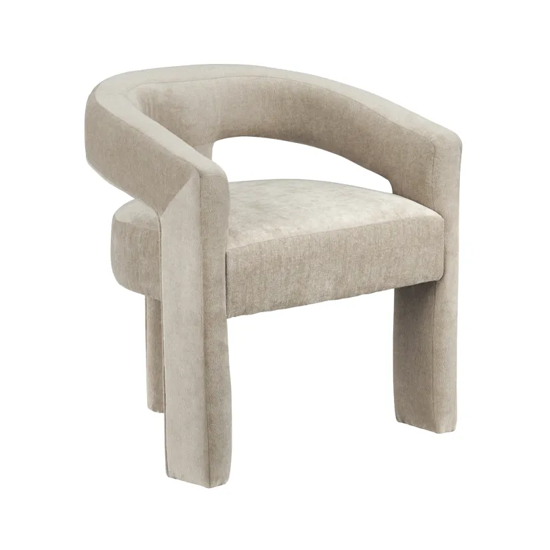 Set Of Two Tan Upholstered Dining Armchairs