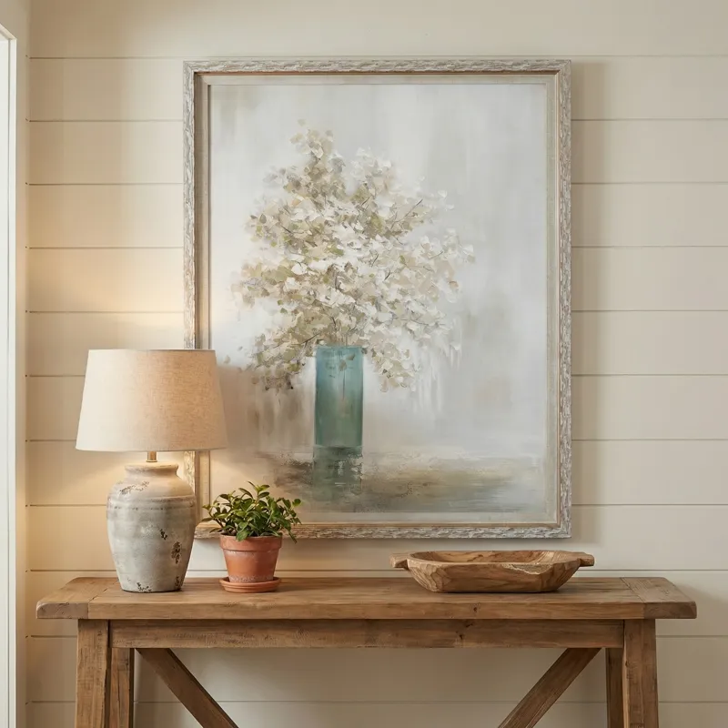 Soft Blooms Hand-painted Framed Canvas Wall Art