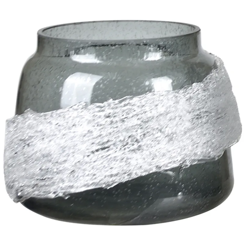 Angelo Small Gray And White Glass Vase
